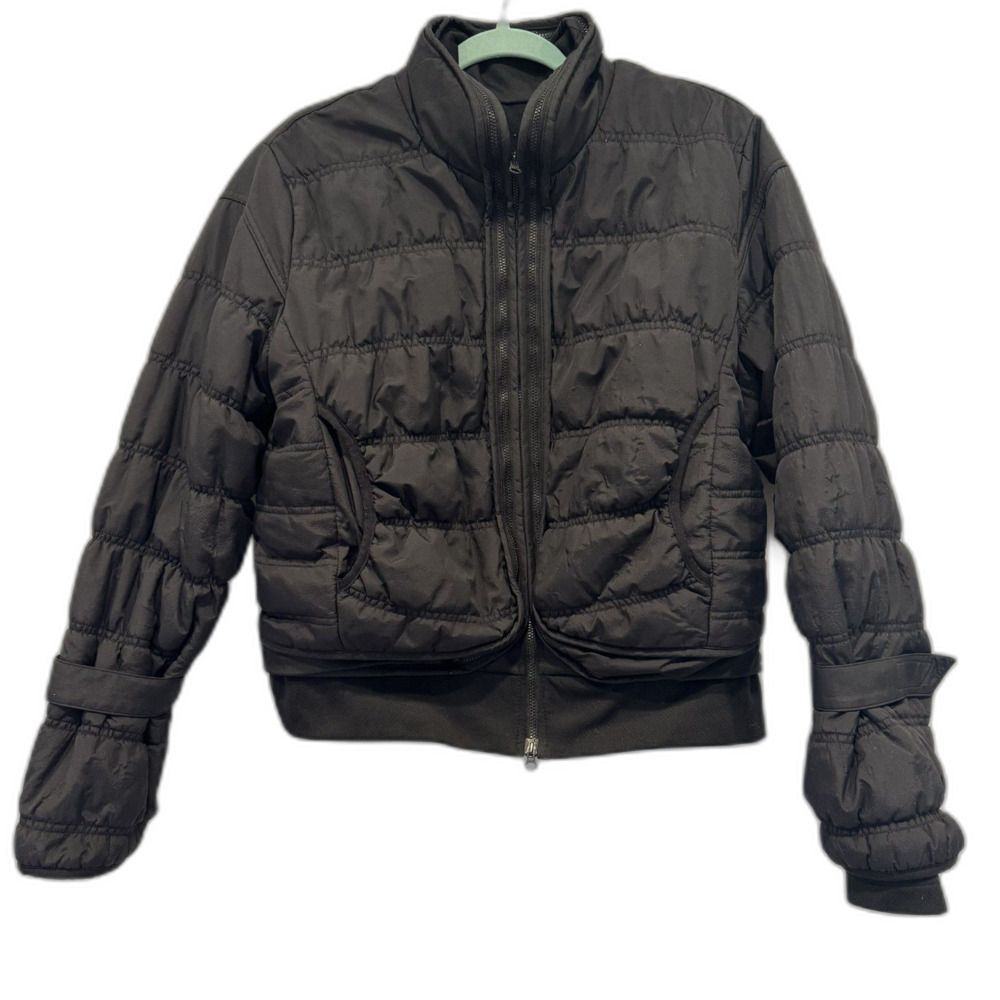 Adidas Stella McCartney Puffer Coat Lined Black Winter Jacket Women sz Medium